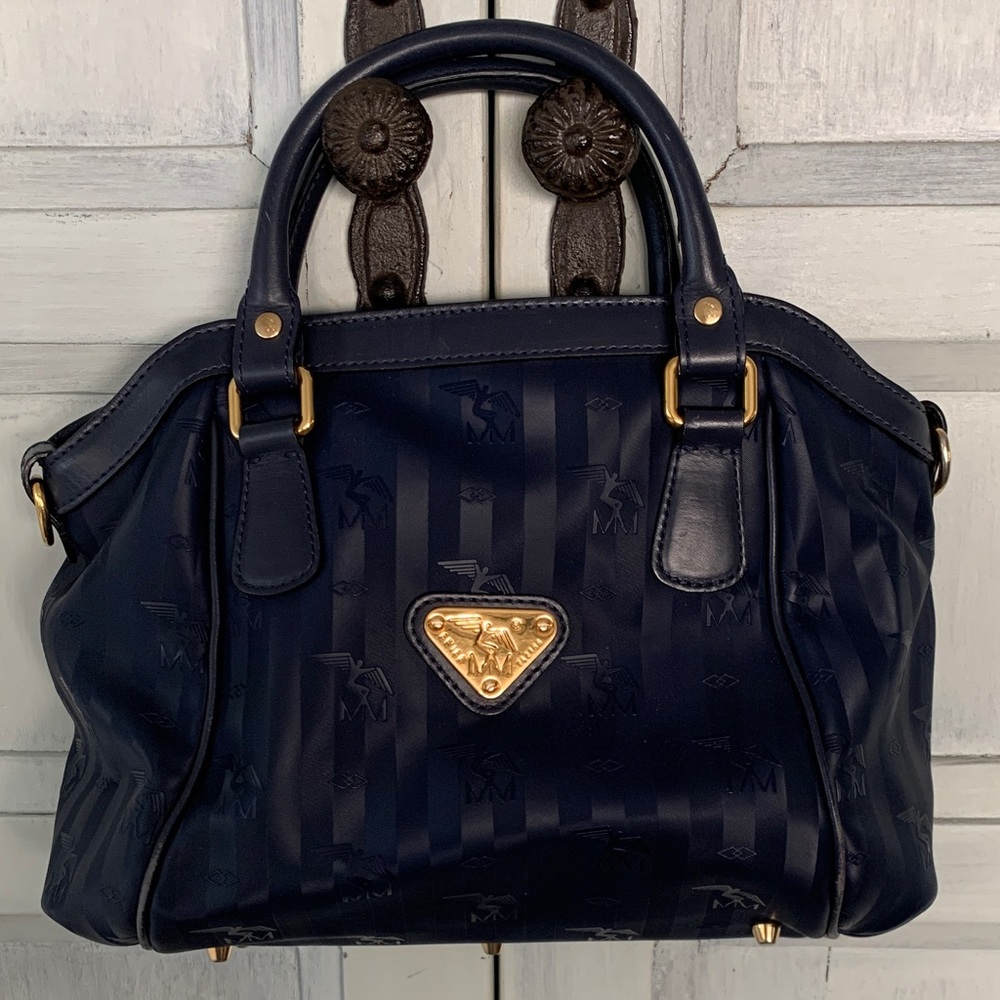 Maison Mollerus Swiss Navy Monogram Satchel Bag